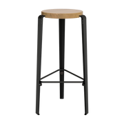 Sgabello da bar in rovere nero grafite 76 cm MI LOU - TIPTOE