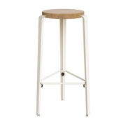 Tabouret de bar en chêne blanc crème 76cm MI LOU- TIPTOE
