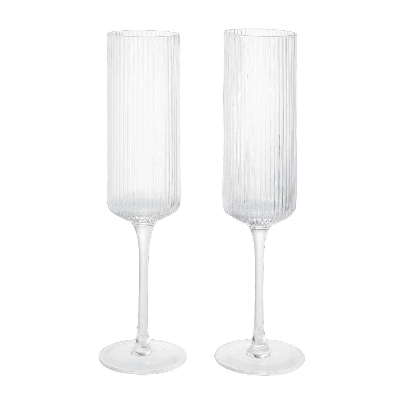 Flutes à champagne en verre transparent 22x6cm Ripple - Ferm living