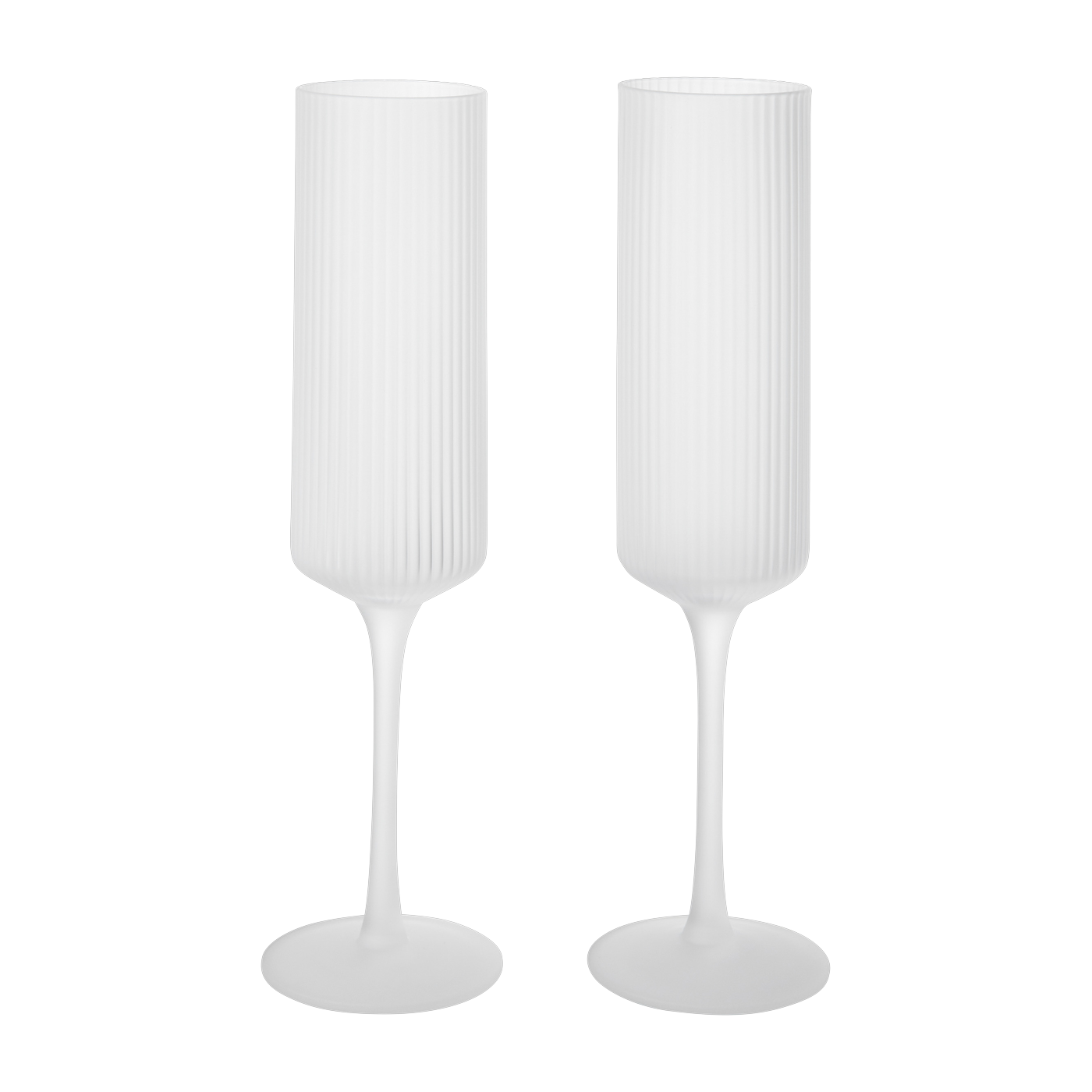 Flutes à champagne en verre givré 22x6cm Ripple - Ferm living