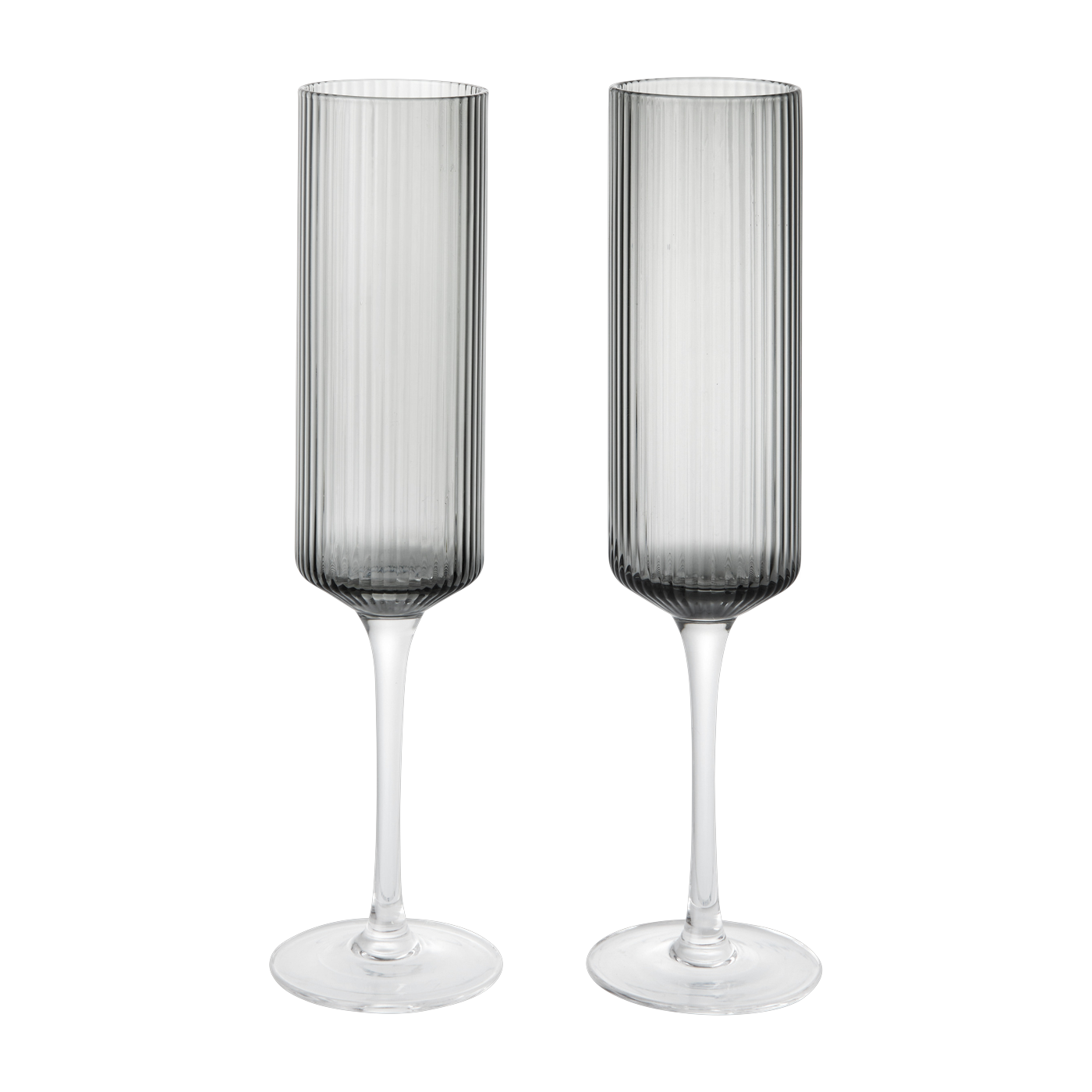 Flutes à champagne en verre fumé 22x6cm Ripple - Ferm living