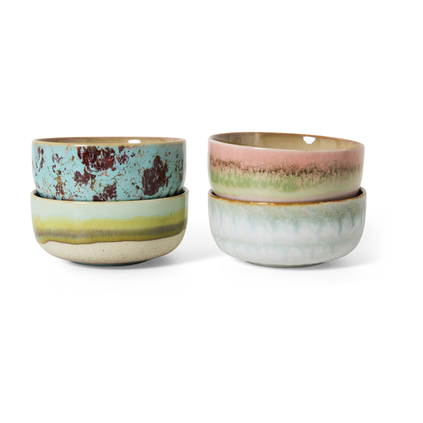 4 cuencos de postre de cerámica 12, 5 x 12, 5 x 6 cm Vajilla de los años 70 - HKLiving