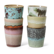 6 ceramic coffee cups 7. 5x7. 5x8cm 70s tableware - HKLiving