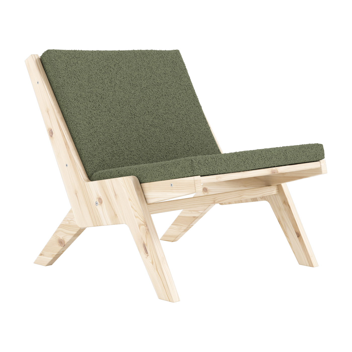 Armchair in natural pine and green Sway fabric - Karup Design