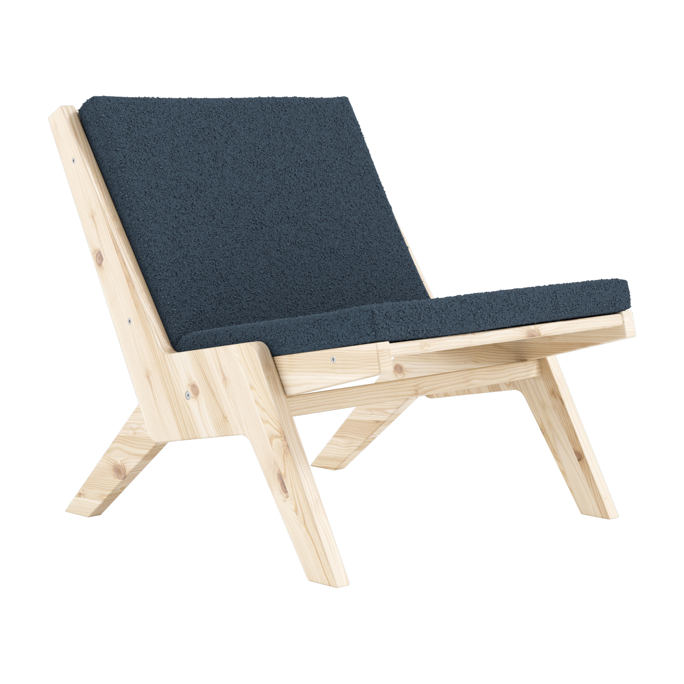 Armchair in natural pine and blue fabric Sway - Karup Design