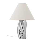 Lampada da tavolo in gres argentato e lino beige Silva - Bloomingville