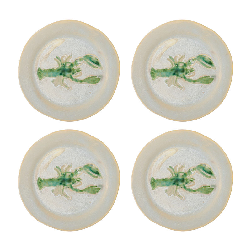 4 Assiettes en grès vert 21x2cm Hadden - Bloomingville