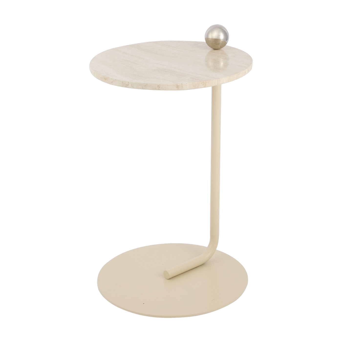 Castellum steel and beige travertine side table, 40x60cm - AYTM