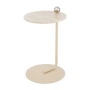 Castellum steel and beige travertine side table, 40x60cm - AYTM