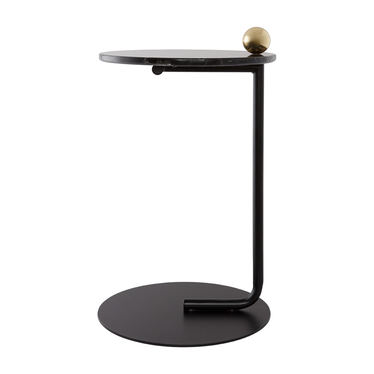 Mesa auxiliar de acero y travertino negro 40 x 60 cm Castellum - AYTM