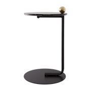 Table d'appoint en acier et travertin noir 40x60cm Castellum - AYTM