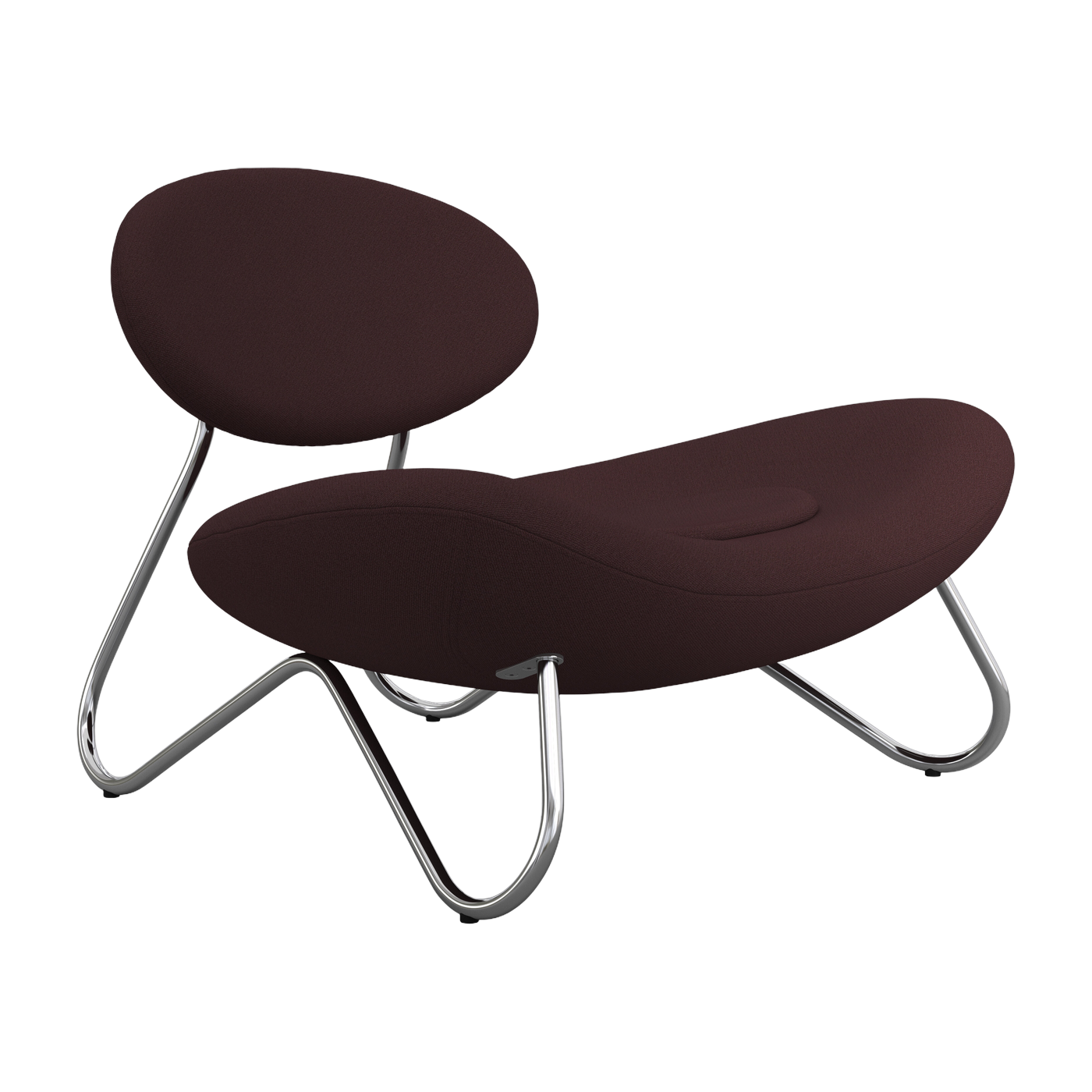 Meadow armchair in burgundy fabric and brushed steel - Woud