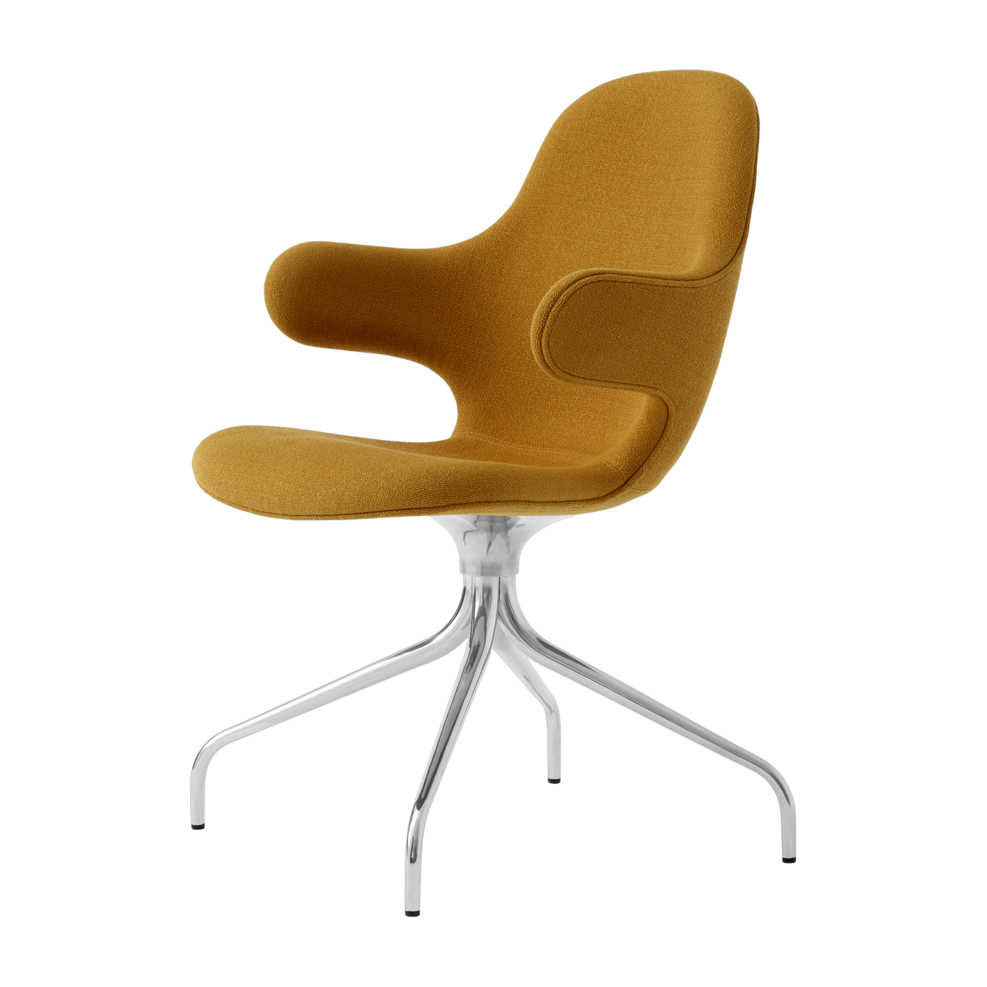 Sedia bureau in alluminio lucido e tessuto senape Catch - &tradition