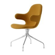 Chaise de bureau en aluminium poli et tissu moutarde Catch - &tradition
