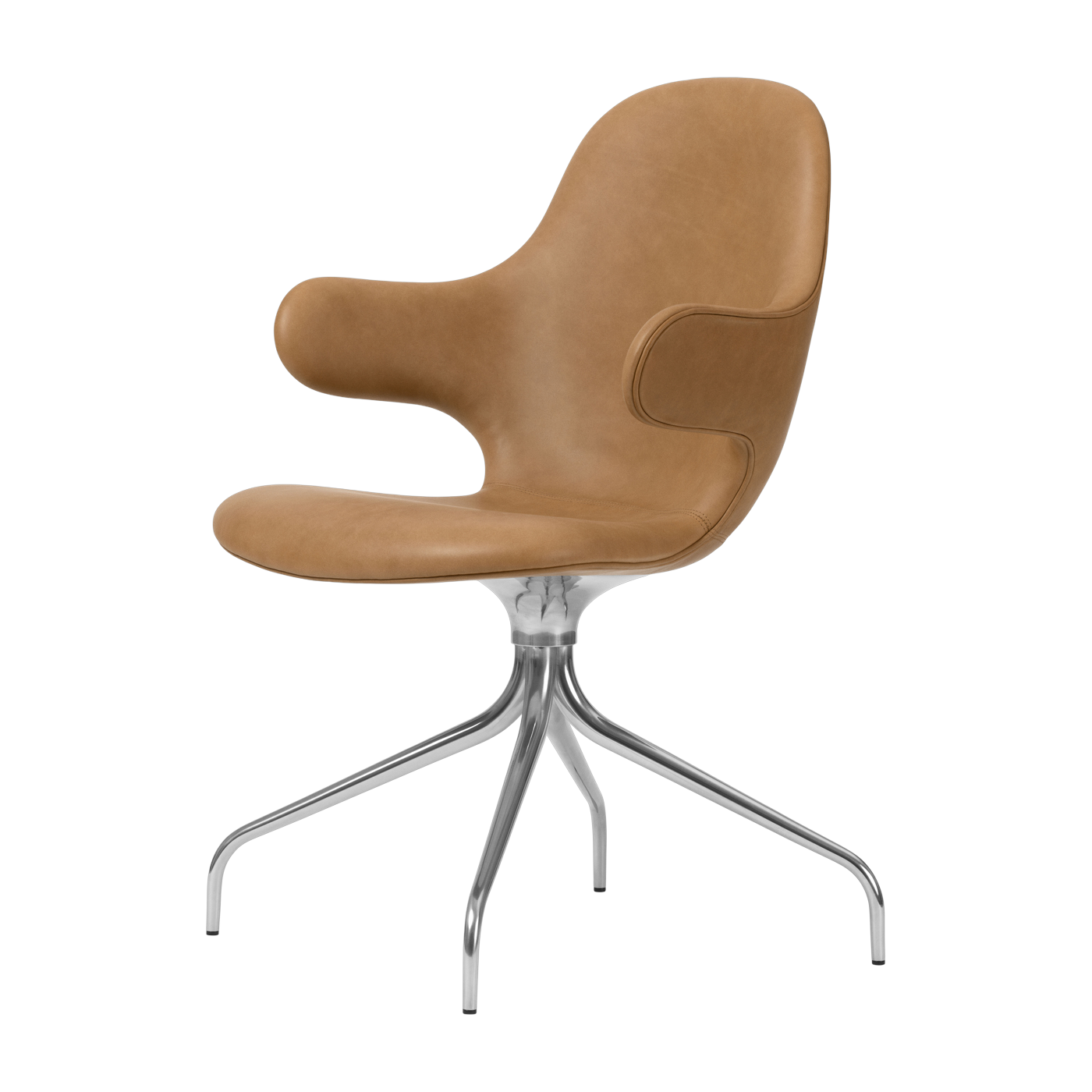 Sedia bureau in alluminio lucido e tessuto in pelle cognac Catch - &tradition
