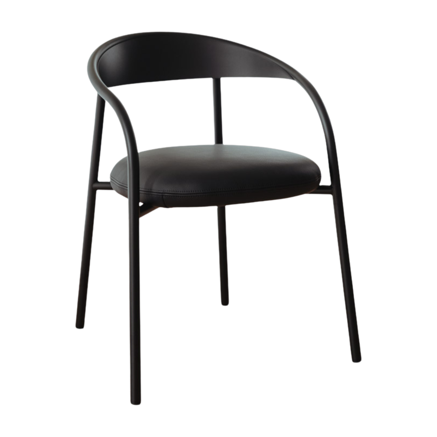 Silla de acero y cuero negro 74x60x54cm Linelle - Metallbude