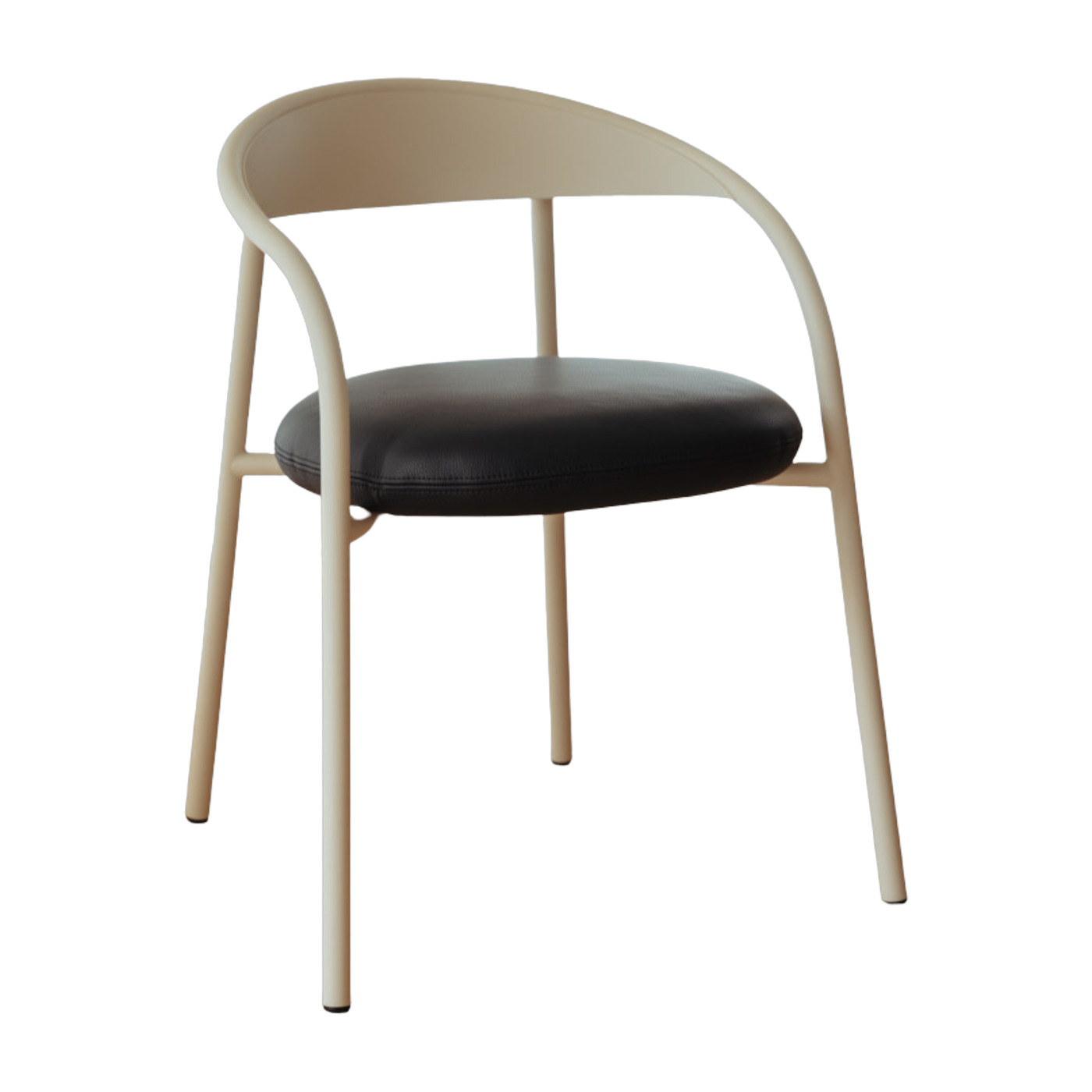 Silla de acero beige y cuero negro 74x60x54cm Linelle - Metallbude