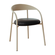 Chaise en acier beige et cuir noir 74x60x54cm Linelle - Metallbude