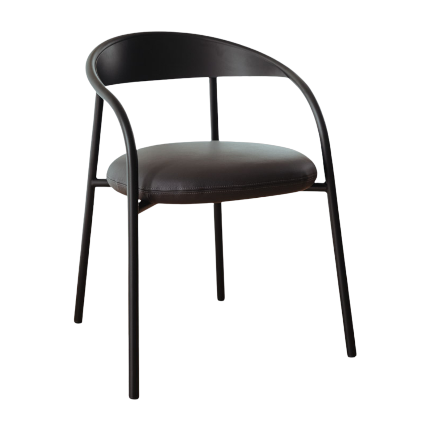 Silla de acero negro y cuero marrón oscuro 74x60x54cm Linelle - Metallbude