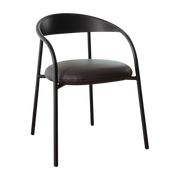 Sedia in acciaio nero e pelle marrone scuro 74x60x54cm Linelle - Metallbude