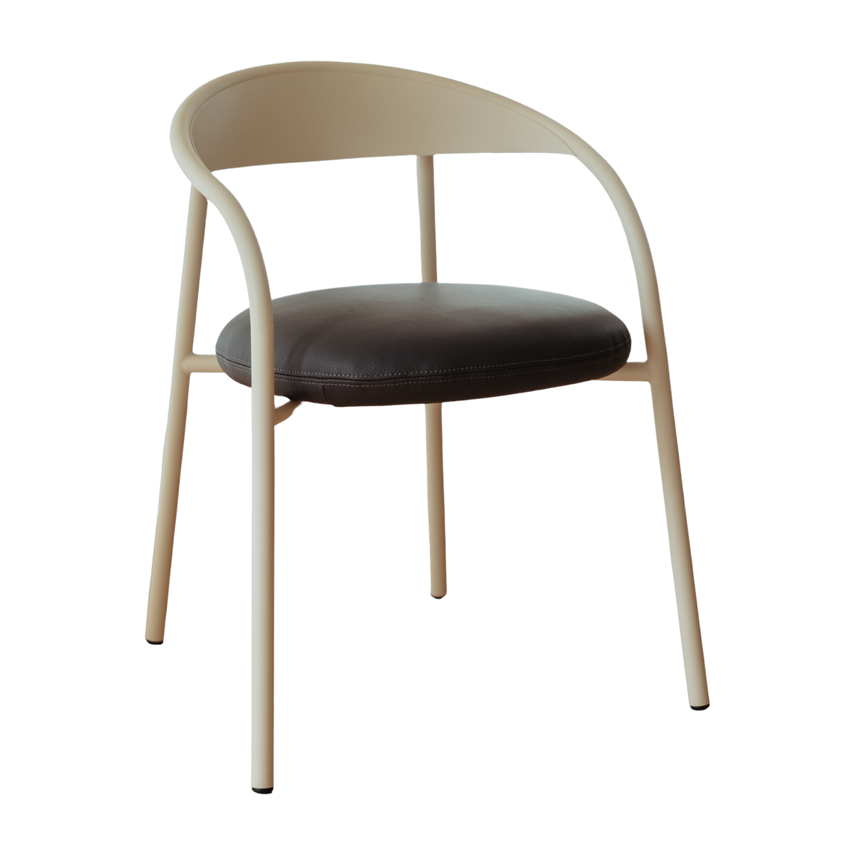 Silla de acero beige y cuero marrón oscuro 74x60x54cm Linelle - Metallbude