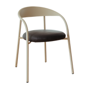 Silla de acero beige y cuero marrón oscuro 74x60x54cm Linelle - Metallbude