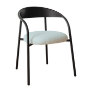 Sedia in acciaio nero e tessuto avorio 74x60x54cm Linelle - Metallbude
