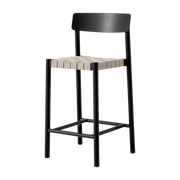 Black wooden bar stool with natural webbing seat 47x45x93cm Betty - &tradition