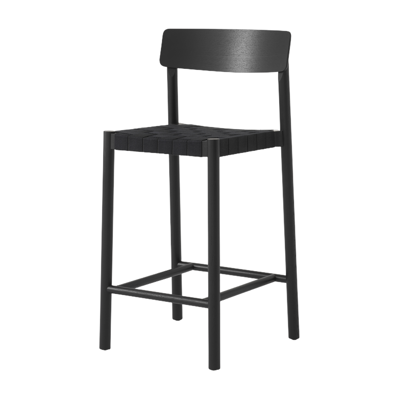 Sedia da bar in legno nero con seduta imbottita nera 47x45x93cm Betty - &tradition