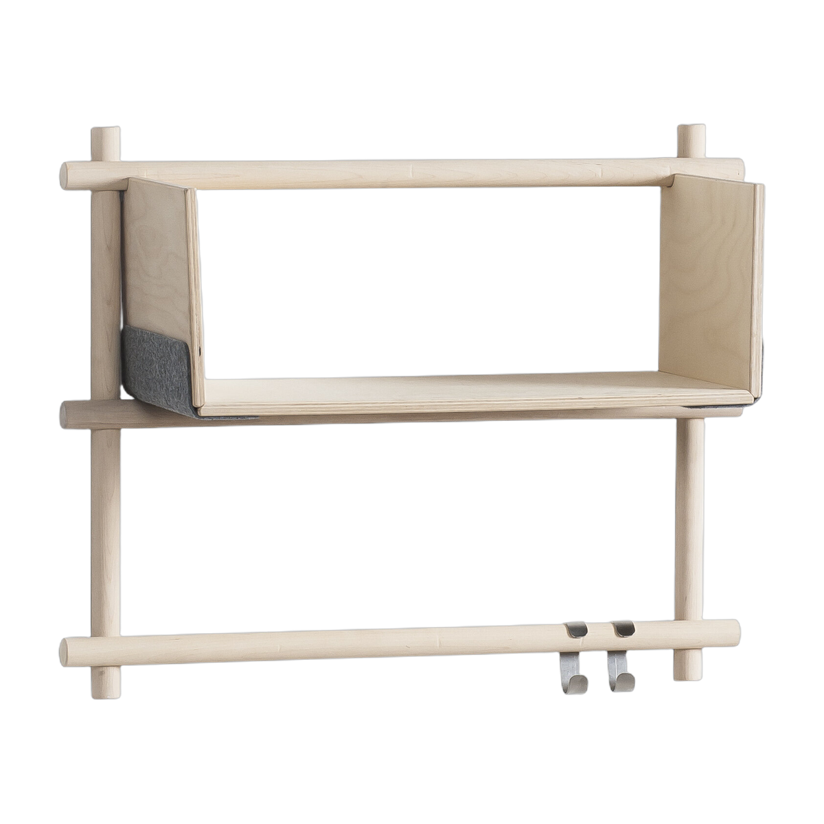 Wooden wall shelf with two bars 63x25x19cm Foldin - Emko