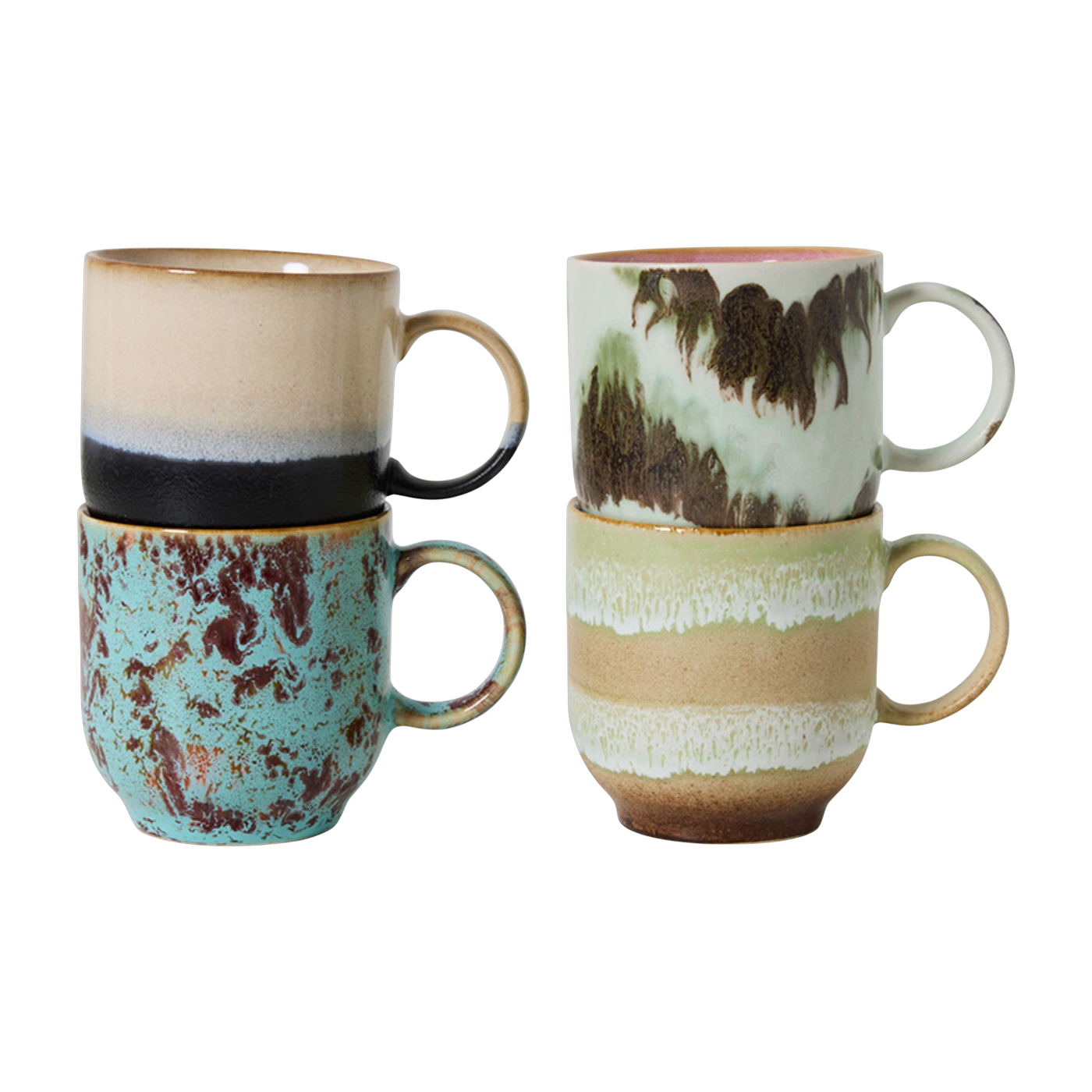 Tazas de café de cerámica de colores 10 x 8 x 7 cm Cerámica de los años 70 - HKliving