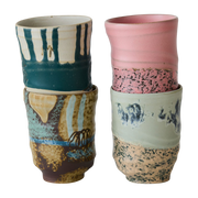 Multicolored ceramic coffee cups 7. 2x9. 2cm 70s ceramics - HKliving