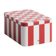 Boîte en fer rouge et blanc cassé damier - HAY