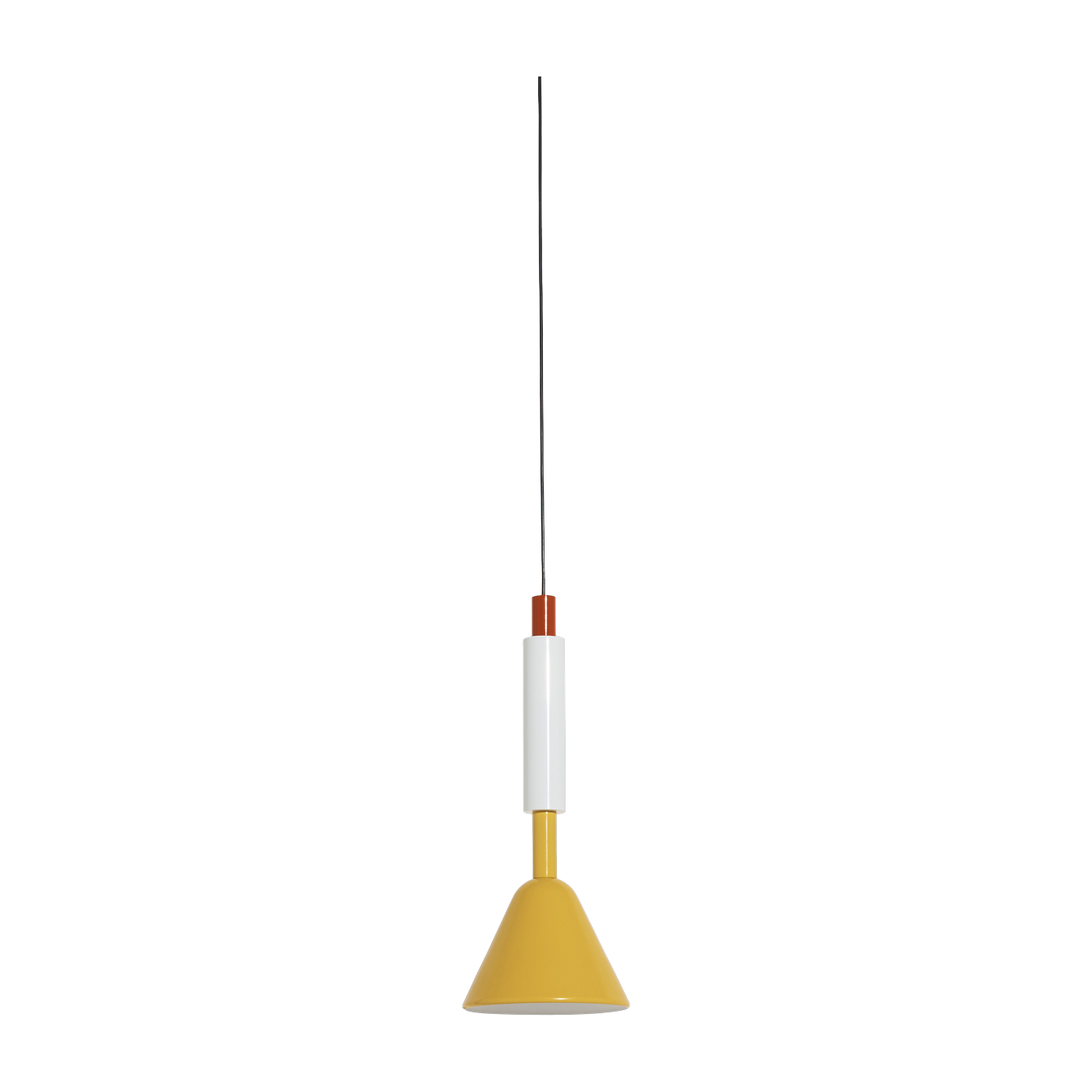 Lámpara colgante de acero blanco, rojo, amarillo y cristal, 21, 6 x 54 cm, Pyl - Petite Friture