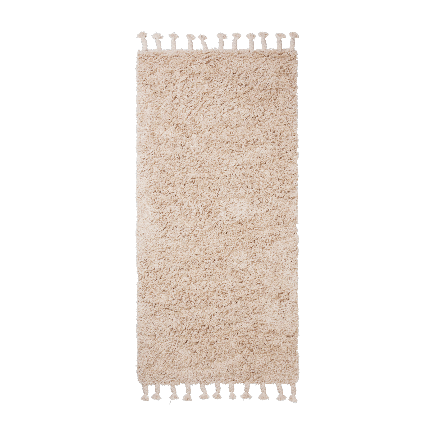 Amass long pile beige cotton rug 70x140cm - Ferm Living