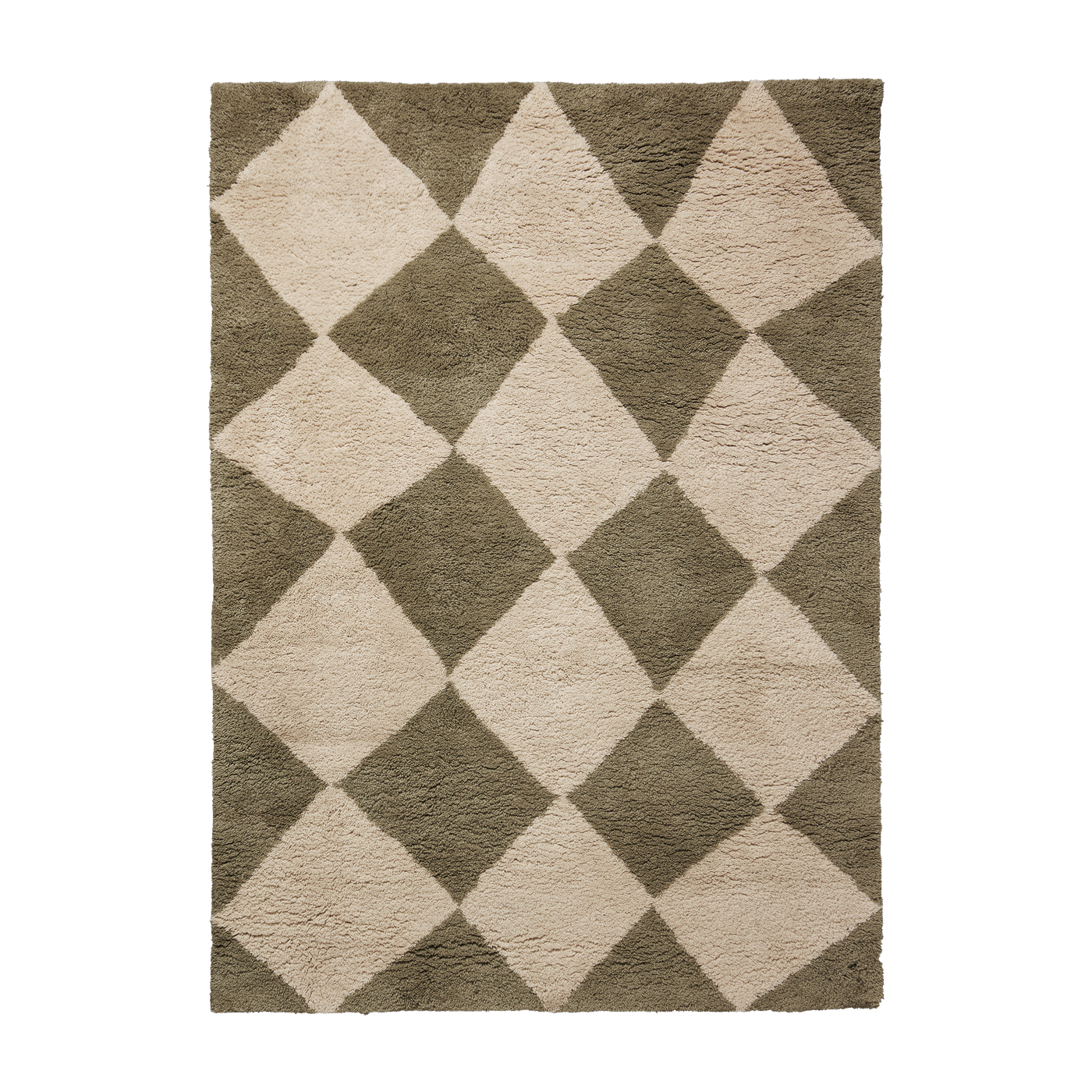 Beiger und grüner Tufting-Teppich aus Wolle, 140 x 200 cm, Orme – Ferm Living