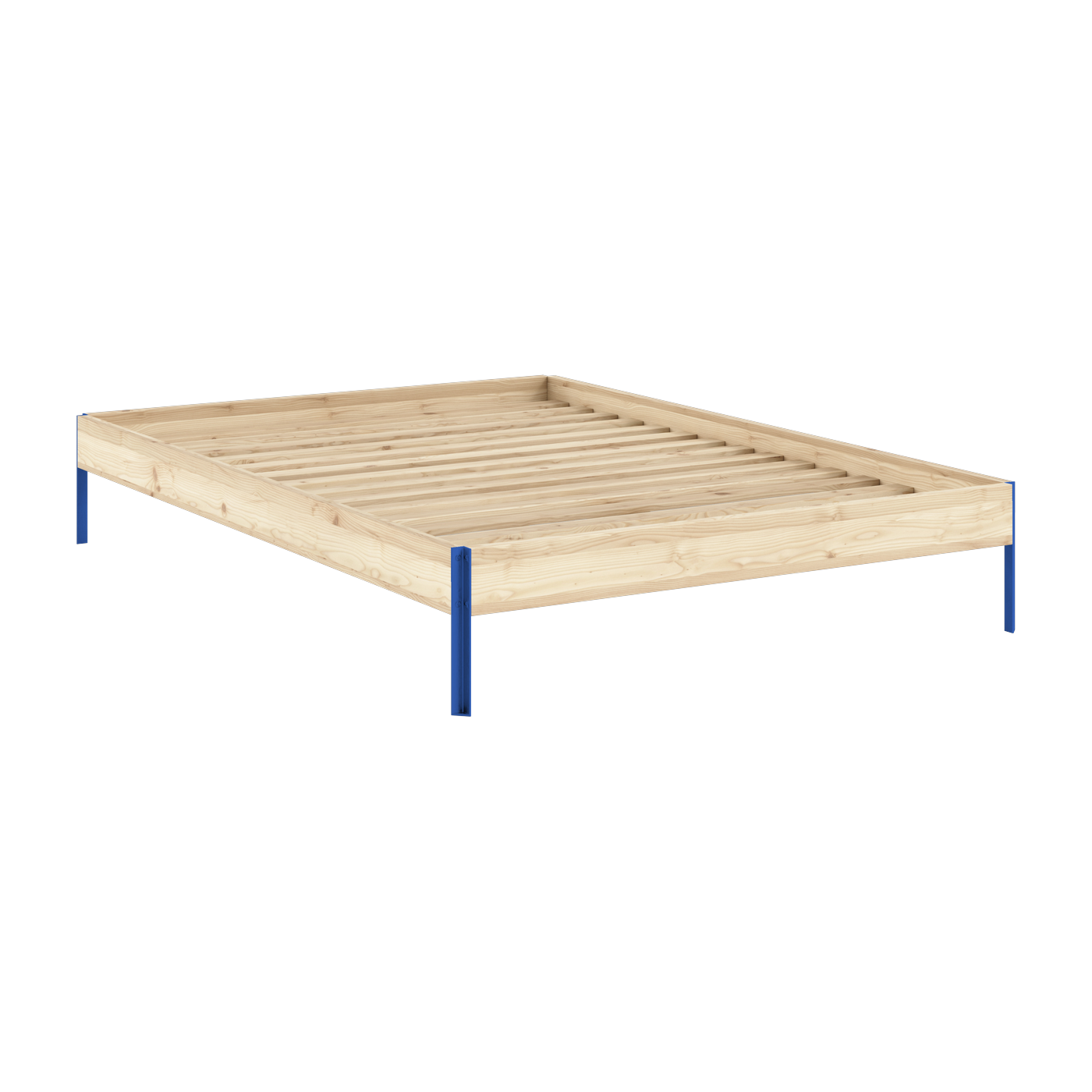 Bettgestell aus Stahl vvid blue und Kiefernholz 140 x 200 cm Core - Karup Design