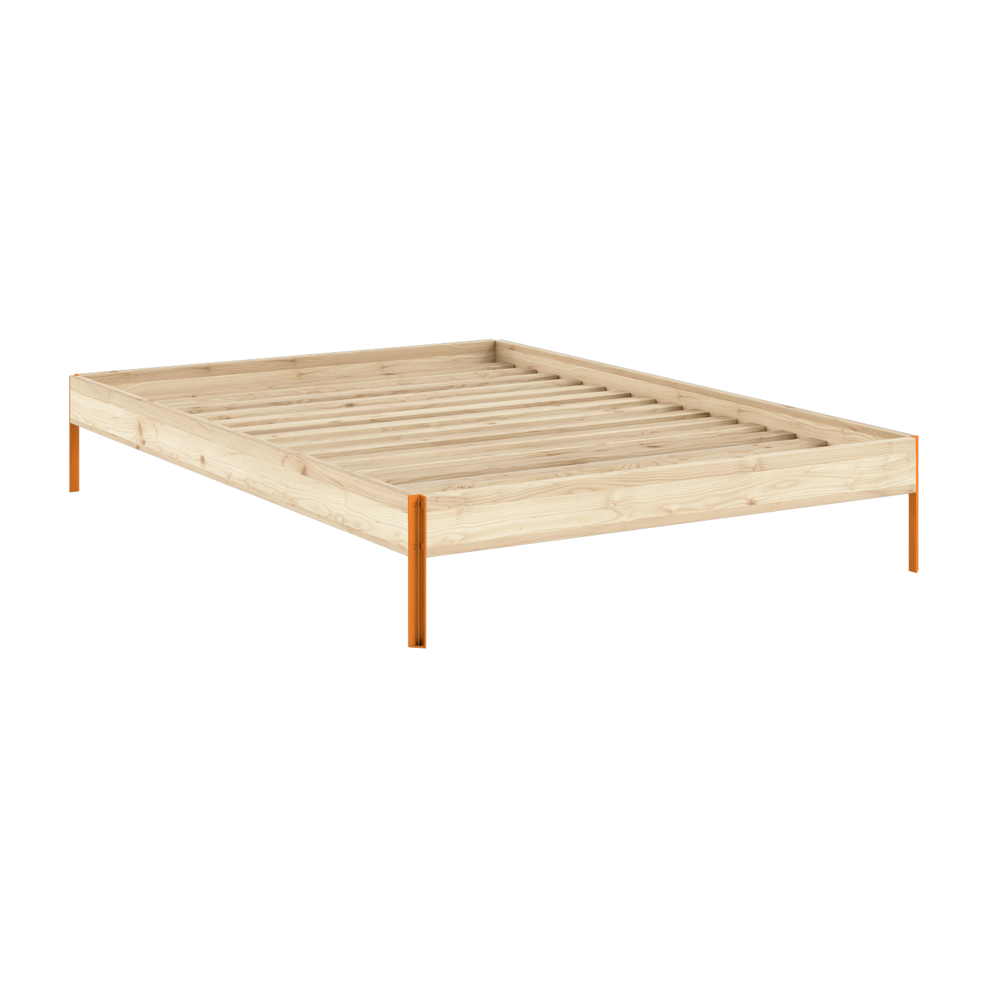Lattenrost aus solarorangefarbenem Stahl und unbehandeltem Kiefernholz, 140 x 200 cm Core - Karup Design