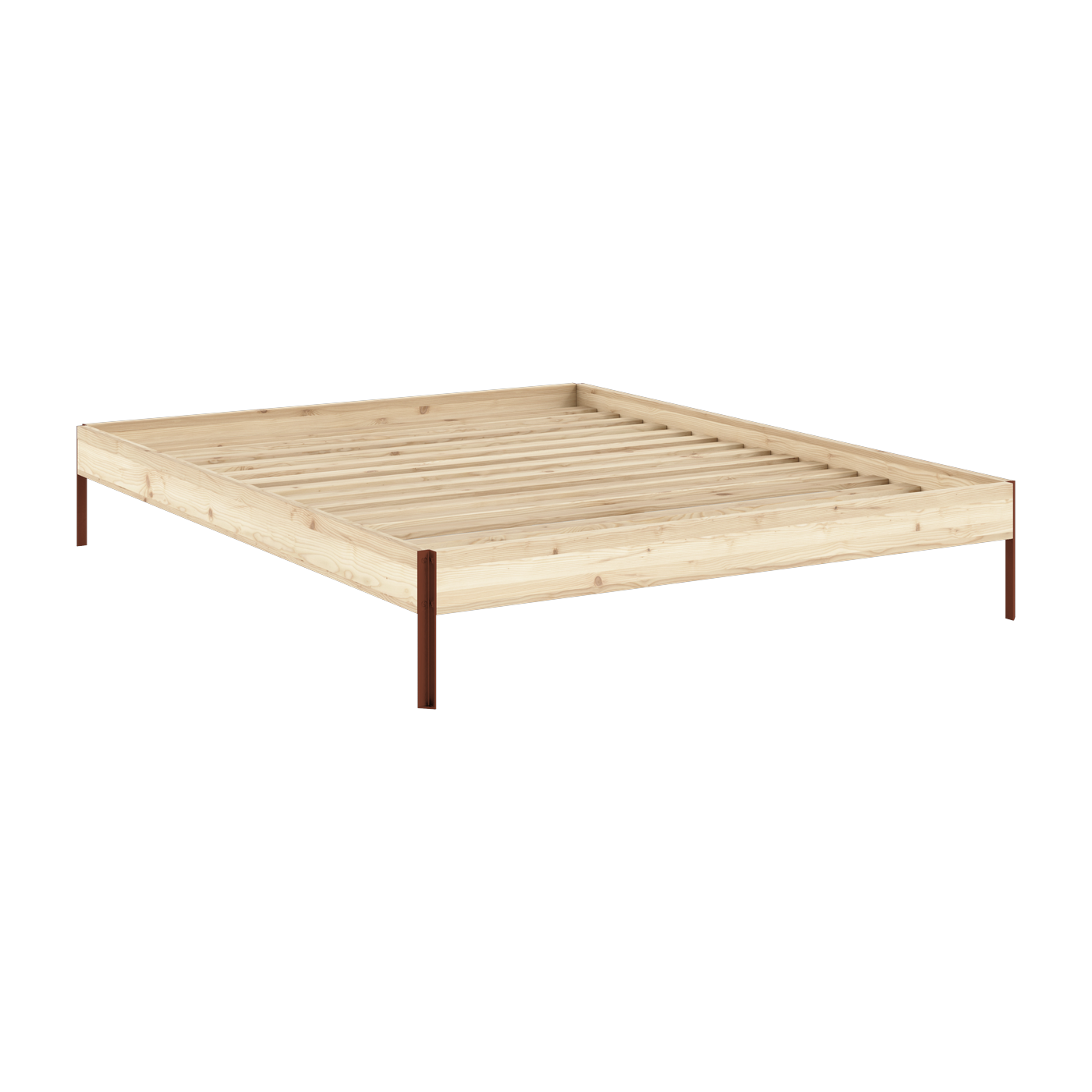 terra -Bettgestell aus Stahl und rohem Kiefernholz, 160 x 200 cm Core - Karup Design