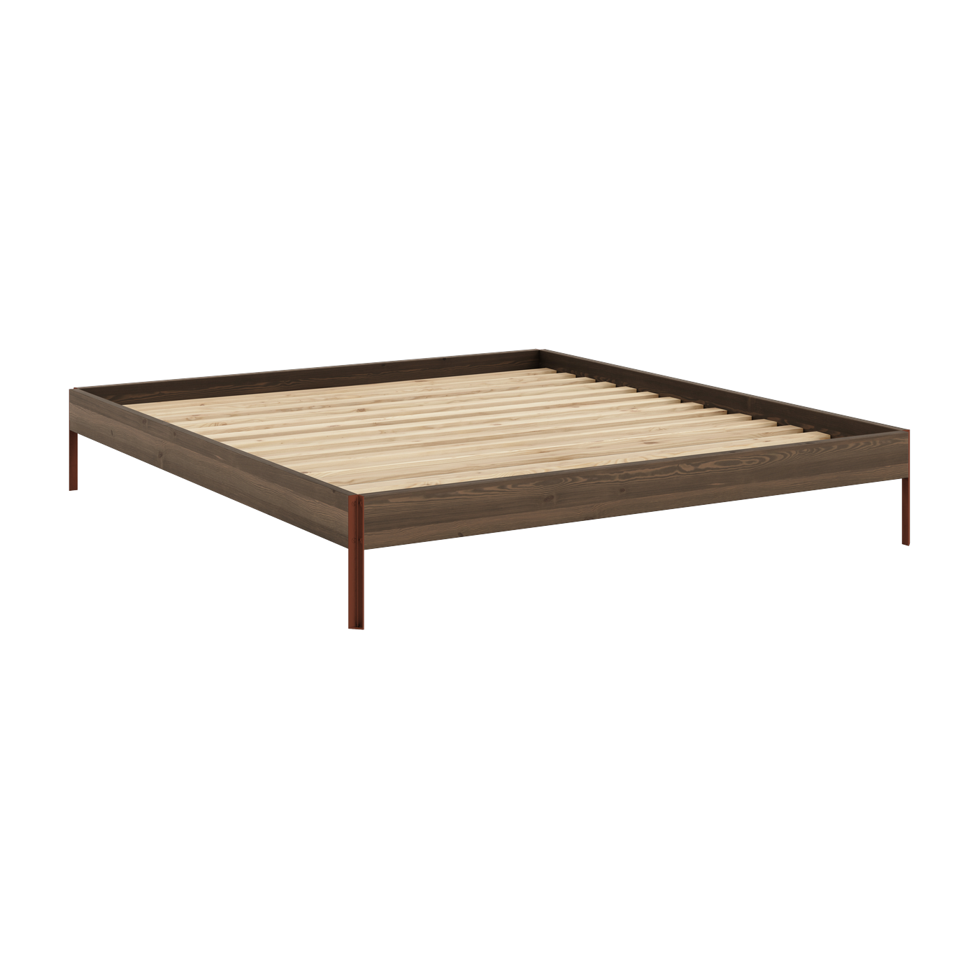terra -Bettgestell aus Stahl in Rot und Johannisbrotbaumholzbraun, 180 x 200 cm Core - Karup Design