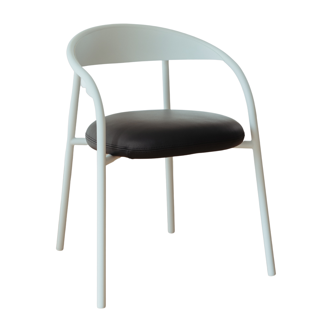 Chaise en acier blanc et cuir noir 74x60x54cm Linelle - Metallbude