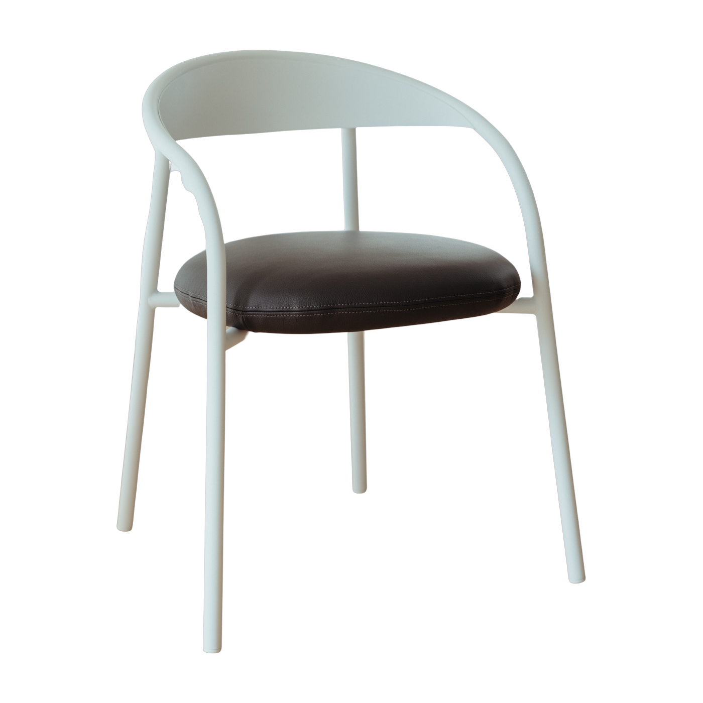 Chaise en acier blanc et cuir marron 74x60x54cm Linelle - Metallbude
