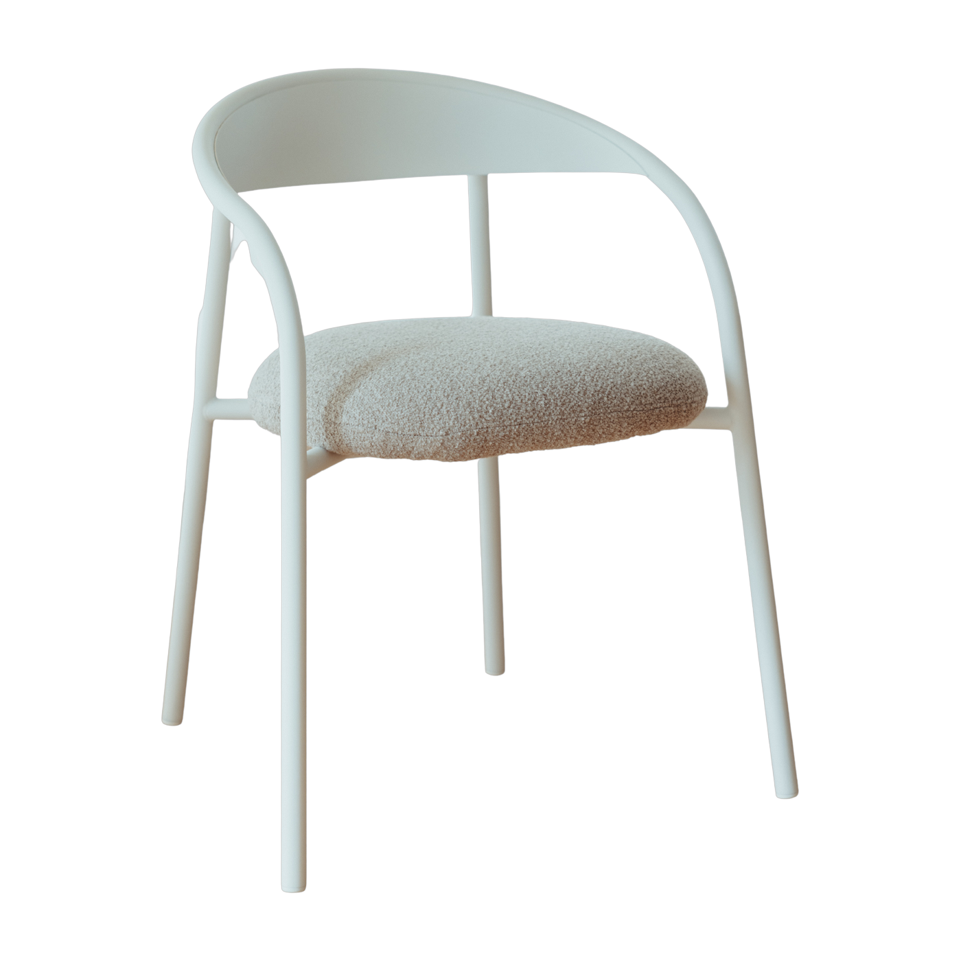 Chaise en acier blanc et tissu greige 74x60x54cm Linelle - Metallbude