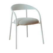 Sedia in acciaio bianco e tessuto greige 74x60x54cm Linelle - Metallbude