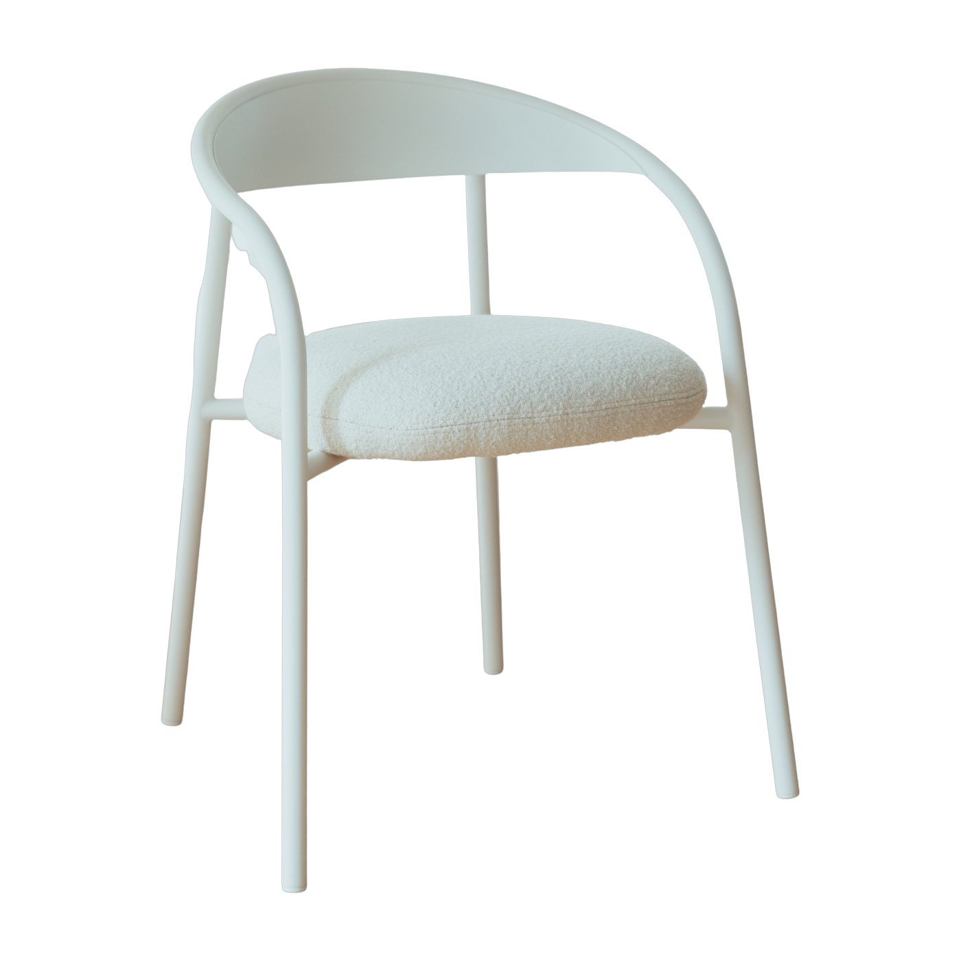Chaise en acier blanc et tissu ivoire 74x60x54cm Linelle - Metallbude