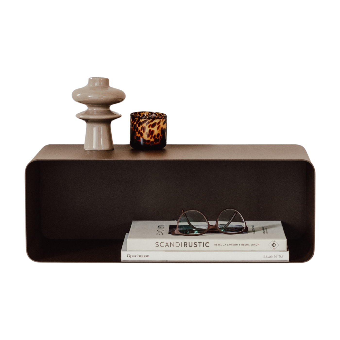 Brown steel hanging bedside table 47x17x25cm Nelio - Metallbude