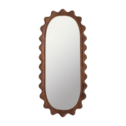 Dark stained wood wave mirror 61 x 3. 8 x 135 cm - HKliving