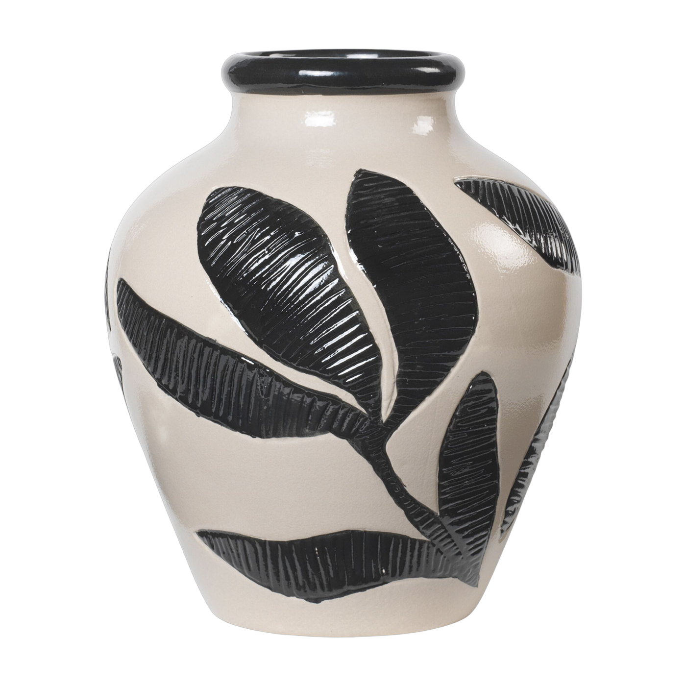 Vase en céramique peinte à la main gris et noir 25x30cm Herbert - Broste Copenhagen