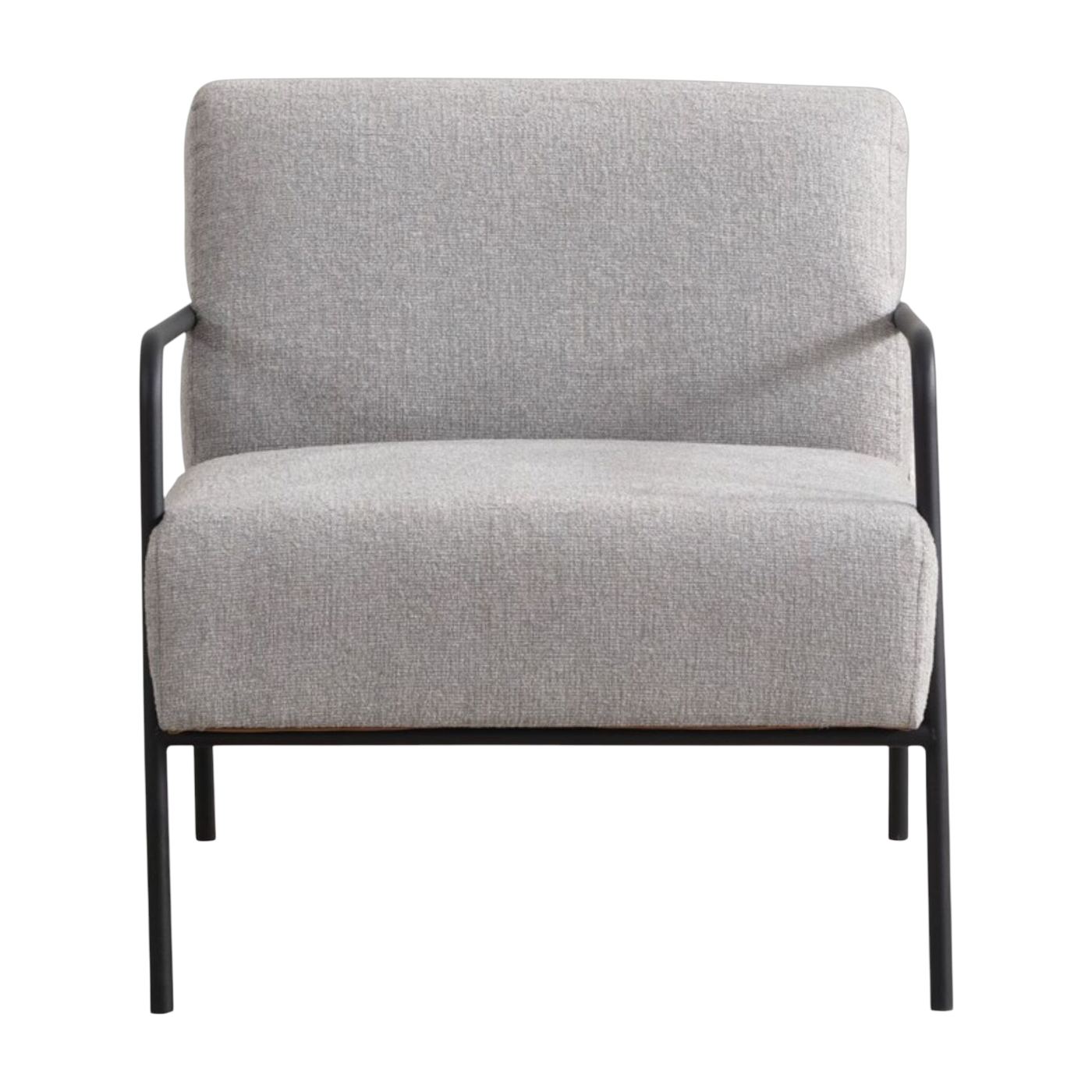 Gray fabric armchair in black steel 90x70x75cm Bergère - Home Design