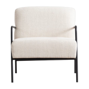 Poltrona in tessuto bianco e acciaio nero 90x70x75cm Bergère - Home Design